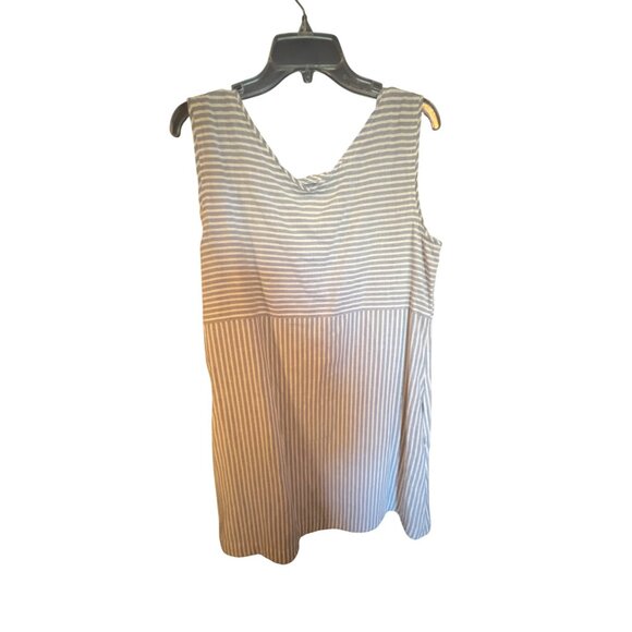 Eileen Fisher Sleeveless Striped Dress M Hemp & Cotton Blend Blue/White - Picture 6 of 6